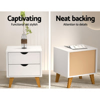 2 Drawer Wooden Bedside Tables - White