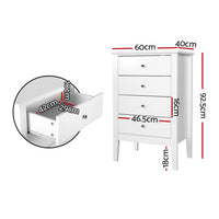 White Chest of Drawers Tallboy Storage Cabinet