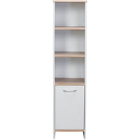 Alto Bathroom Tallboy Narrow High Cabinet With 1 Doors/3 Shelves - Oak/White