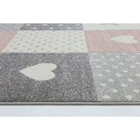 Nova Kids Pink Grey Stars & Hearts Rug 120x170 cm