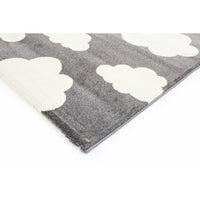 Piccolo Dark Grey and White Cloud Kids Rug 120x170cm