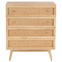 Storage Cabinet Buffet Chest of 4 Drawer Mango Wood Rattan Natural