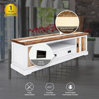 Orville Entertainment TV Unit 214cm 2 Door Solid Acacia Timber - Multi Color