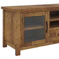 Birdsville Entertainment TV Unit 223cm 2 Door 2 Drawer Mt Ash Wood - Brown