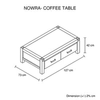 Coffee Table Solid Oak Acacia Wood & Veneer 1 Drawers