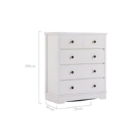 White Coastal Style Chest of Drawers Tallboy