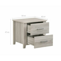 White Oak Bedside Table with 2 Drawers