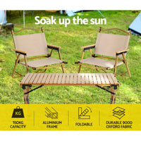 2PC Outdoor Camping Chairs Portable Folding Beach Chair Aluminium Furniture