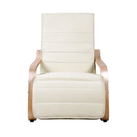 Fabric Armchair with Adjustable Footrest - Beige