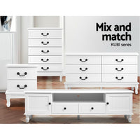 White Bedside Table with 2 Drawers