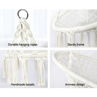 Outdoor Hammock Chair with Stand Cotton Swing Relax Hanging 124CM Cream