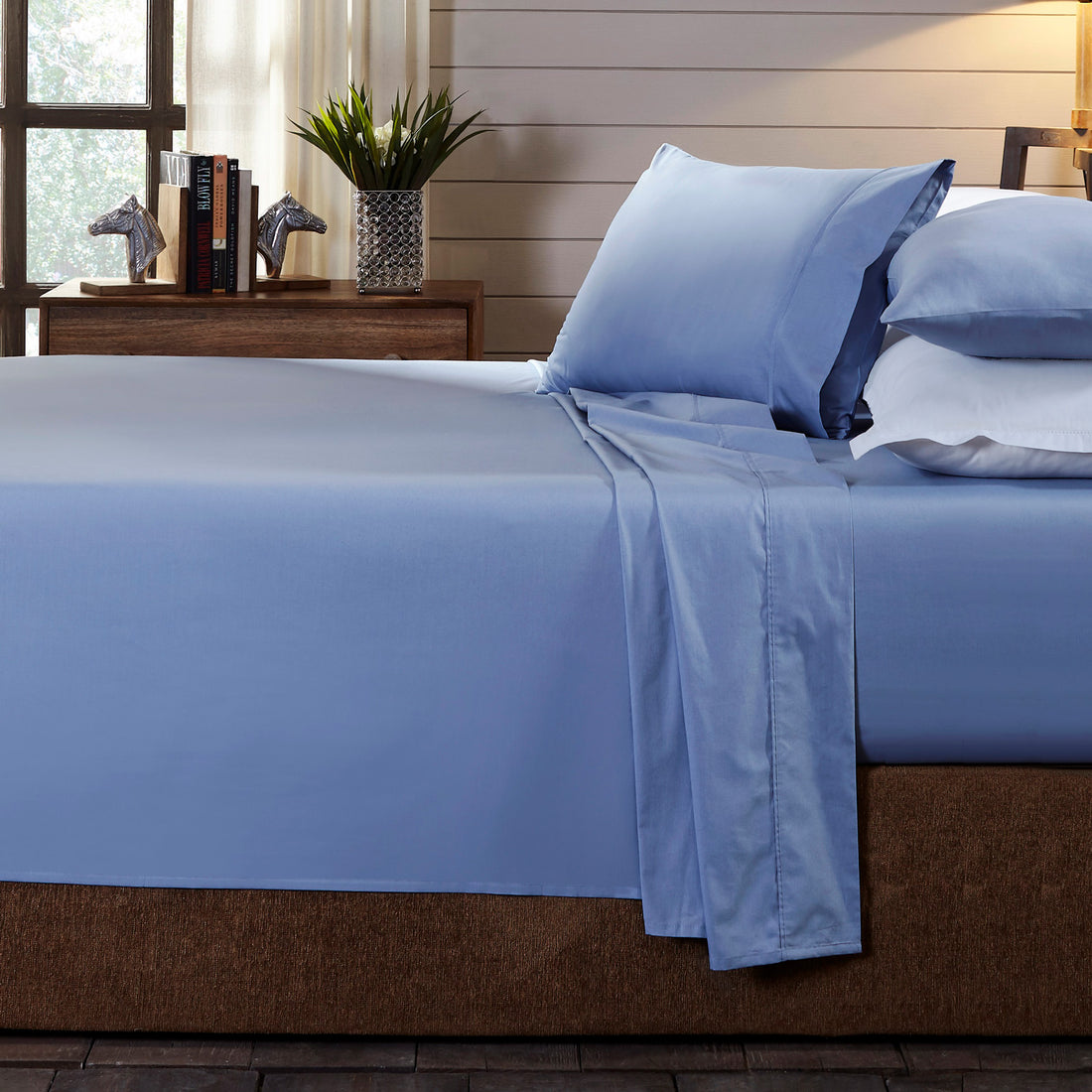250TC Organic 100% Cotton Sheet Set 4 Piece Luxury Hotel Style - King - Indigo