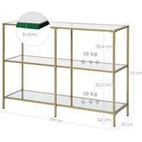 3-Tier Tempered Glass Sofa Table Modern Storage Shelf