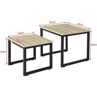 Set of 2 Modern Coffee Tables with Wood top panel and Steel framework