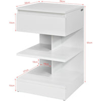 White Bedside Table with 1 Drawer and 3 Shelves