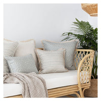 Cushion Cover With Piping Paint Stripes Pale Mint 60cm x 60cm