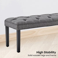 Sarantino Cate Button-tufted Upholstered Bench With Tapered Legs - Dark Grey Linen