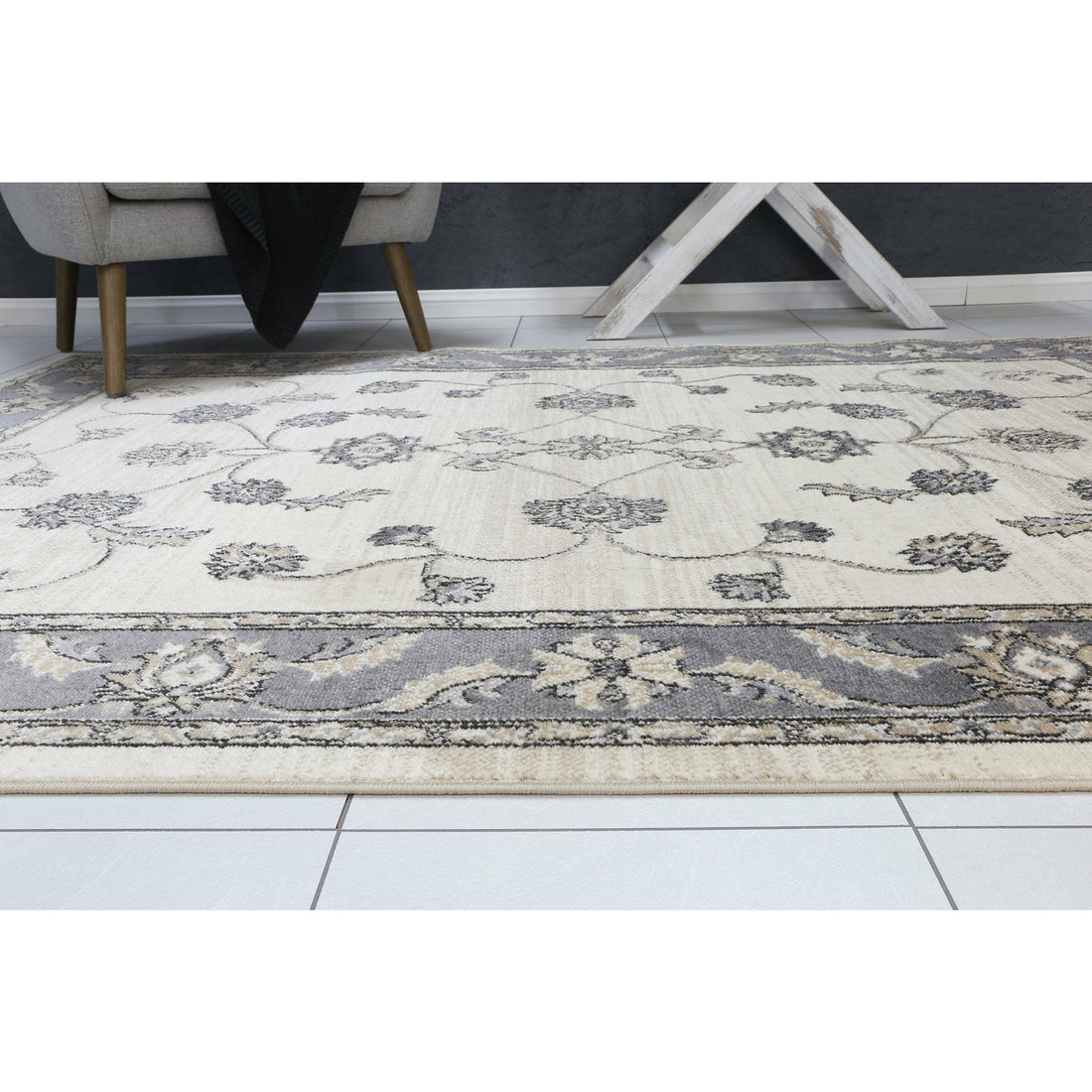 Arya Cream Grey Oriental Rug 200x290 cm