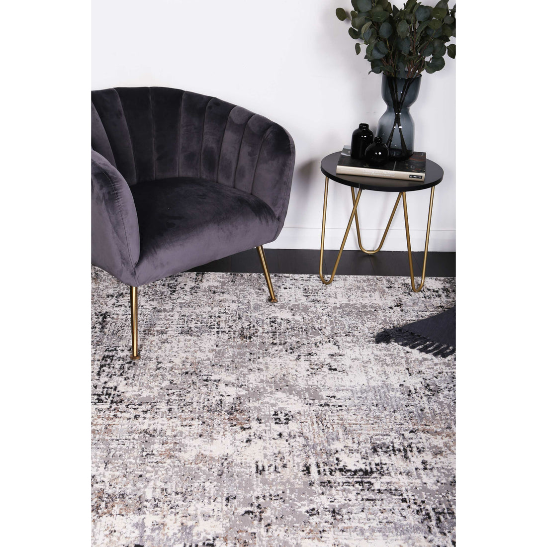 Amelia Grey Modern Rug 80x300 cm