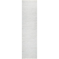 Metro White Modern Leather Rug 80x400cm