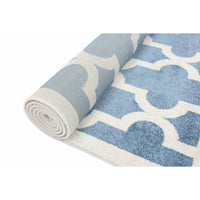Piccolo Blue and White Lattice Pattern Kids Rug 120x170cm