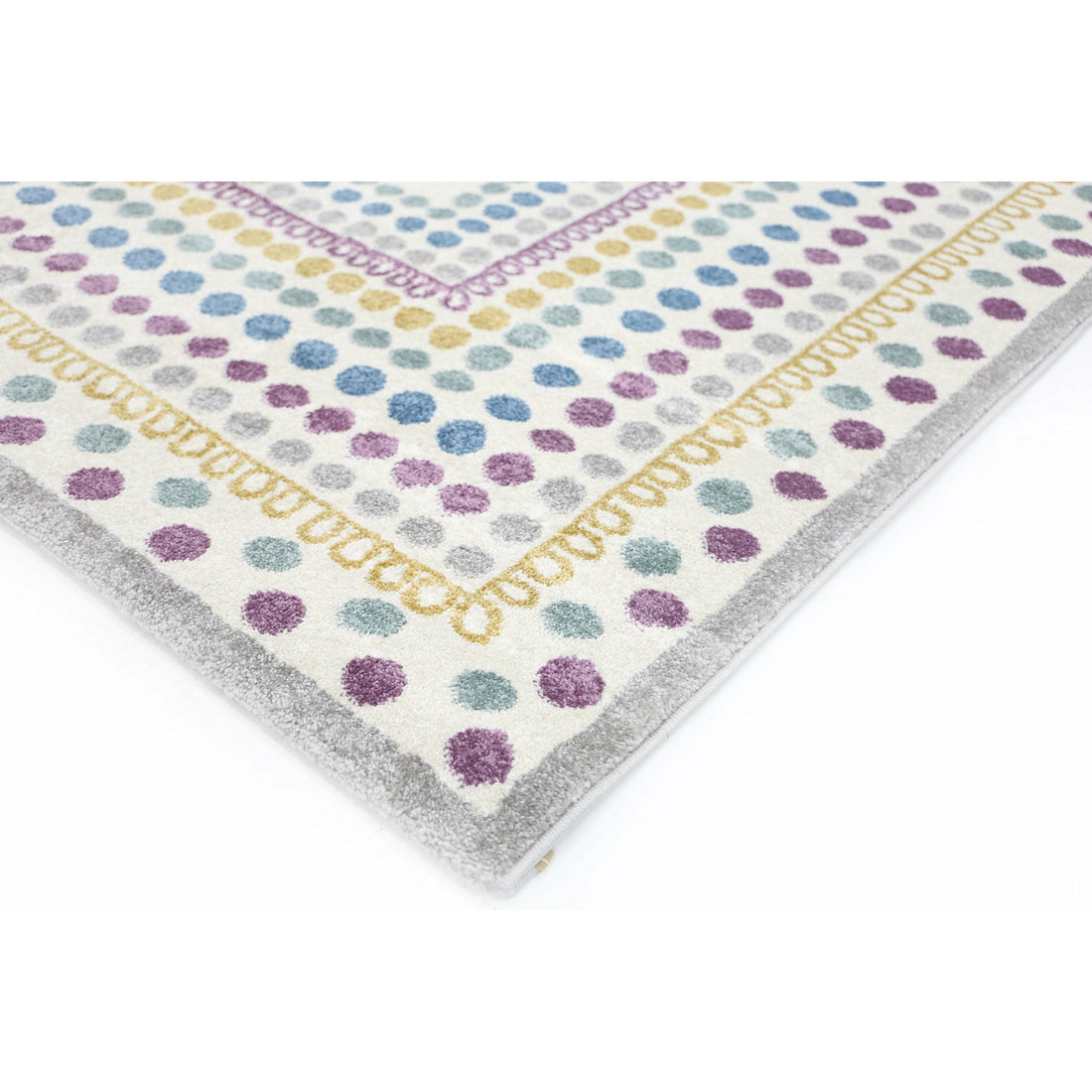 Piccolo Multi Colour and Pink Polka Dot Love Heart Kids Rug 133x133cm Round