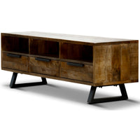 Begonia Entertainment TV Unit 150cm 3 Drawer Mango Wood Unique Furniture
