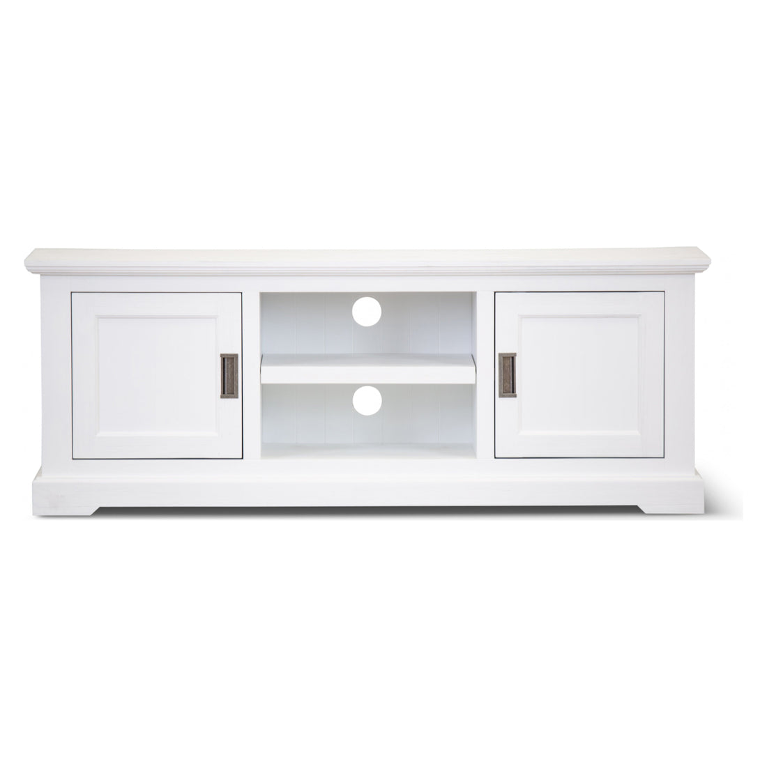 Entertainment TV Unit 160cm 2 Door Solid Acacia Wood Coastal - White