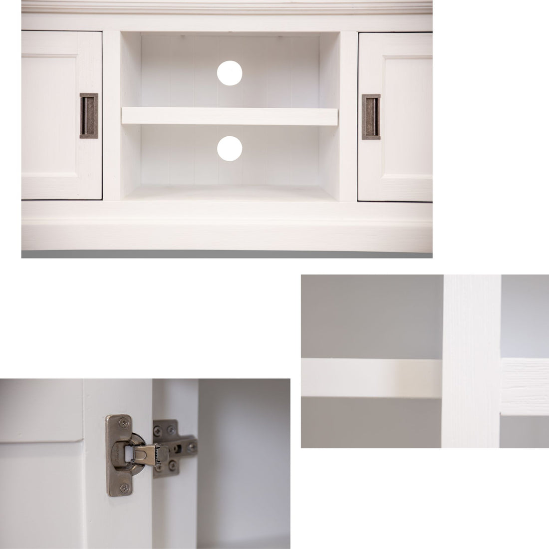 Entertainment TV Unit 160cm 2 Door Solid Acacia Wood Coastal - White