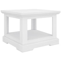 Lamp Side Table 60cm Solid Acacia Timber Wood Coastal Furniture - White