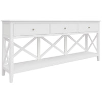 Daisy Console Hallway Entry Table 176cm Solid Acacia Timber Wood Hampton - White