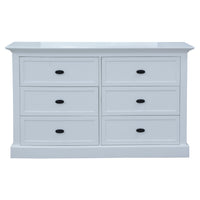 Beechworth Dresser 6 Chest of Drawers Pine Wood Storage Cabinet Hampton - White
