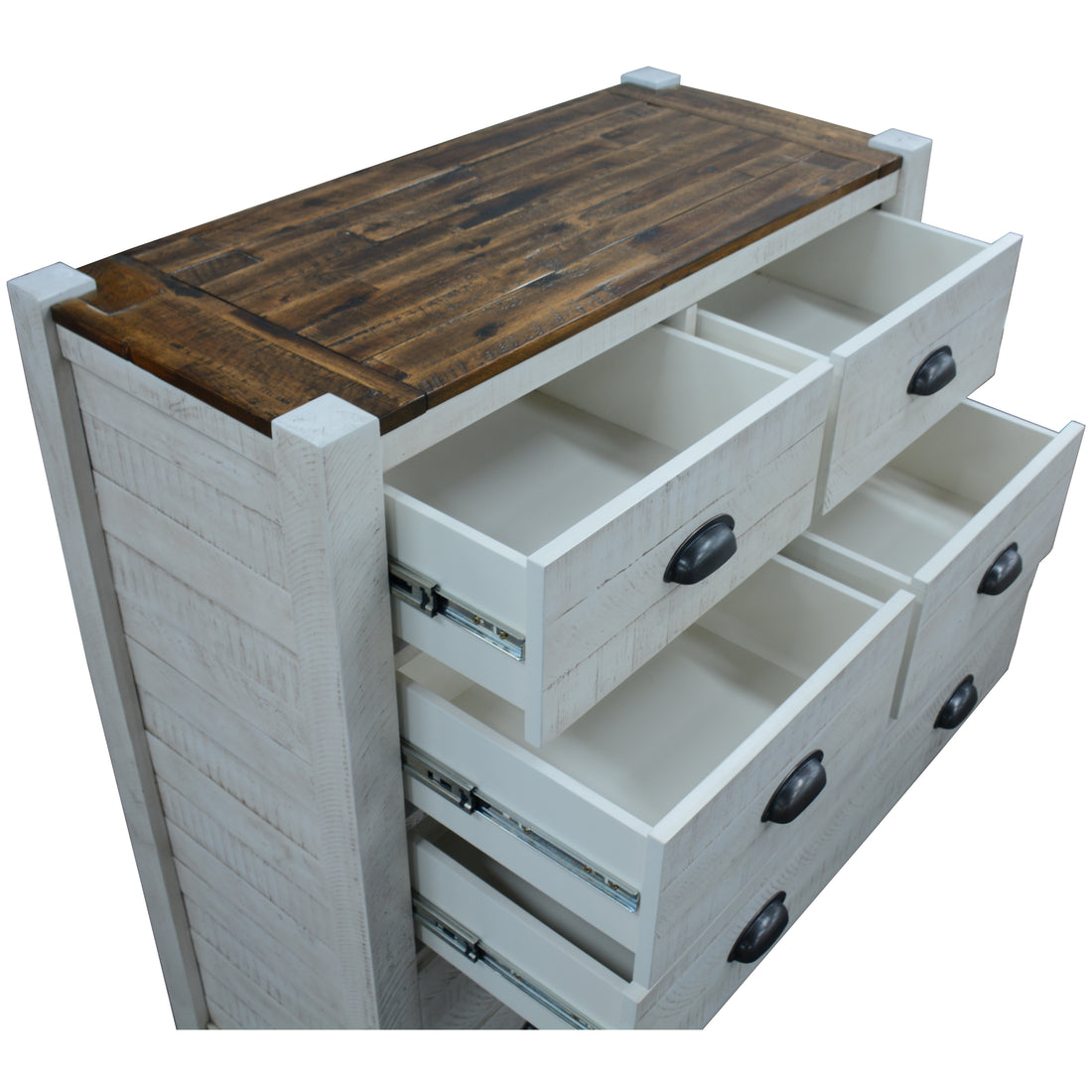 Tallboy 7 Chest of Drawers Solid Acacia Timber Wood Cabinet Brown White