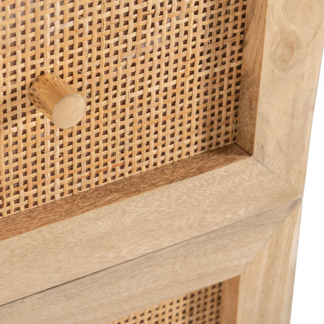 Storage Cabinet Buffet Chest of 3 Drawer Mango Wood Rattan Natural