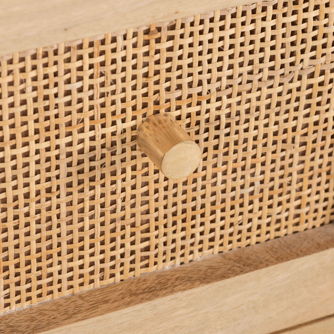 Storage Cabinet Buffet Chest of 4 Drawer Mango Wood Rattan Natural