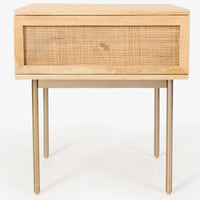 Martina Bedside Table 1 Drawer Storage Cabinet Solid Mango Wood Rattan