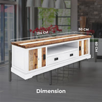Orville Entertainment TV Unit 214cm 2 Door Solid Acacia Timber - Multi Color