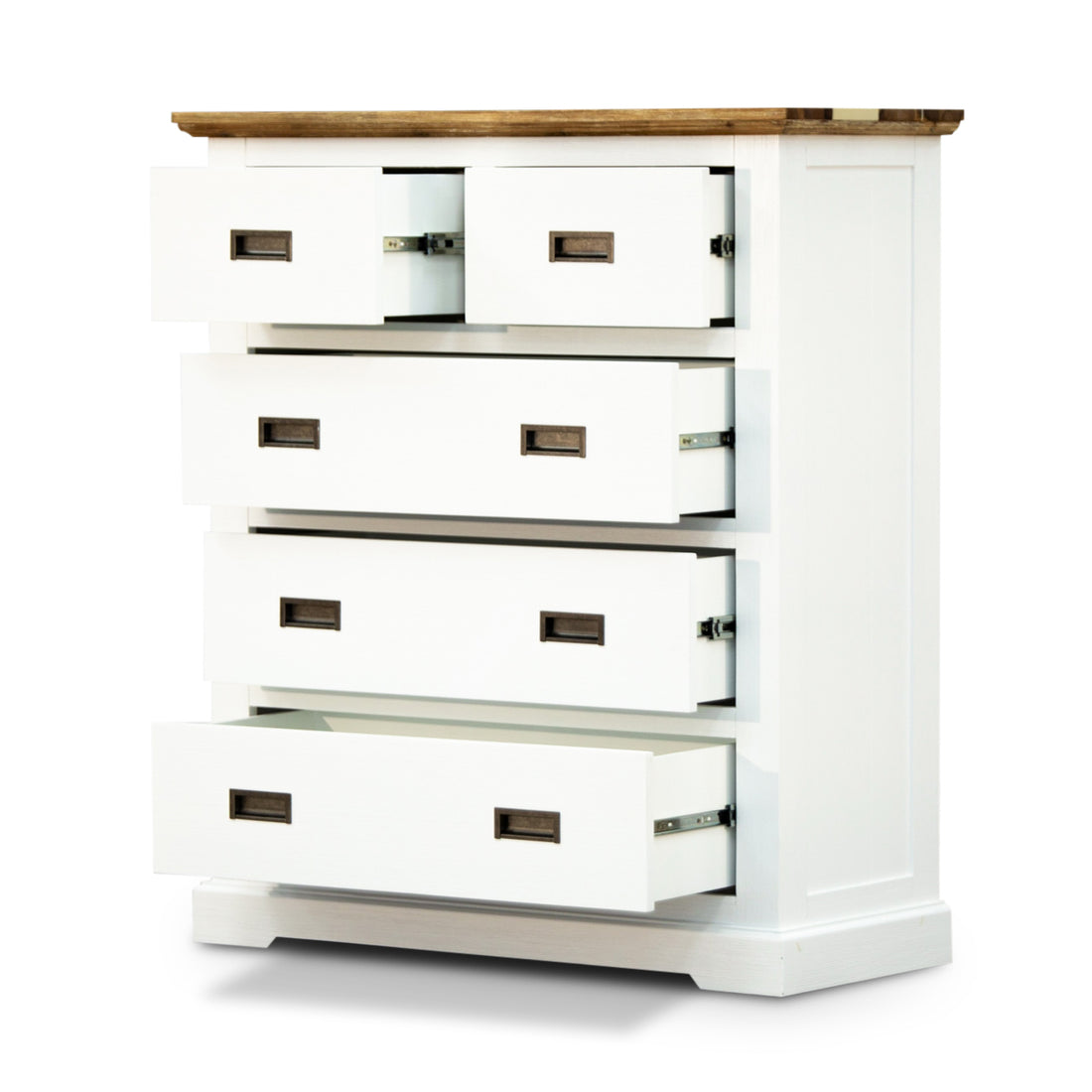 Orville 4pc Queen Bed Frame Suite Bedside Tallboy Furniture Package - Multi Color