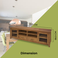 Birdsville Entertainment TV Unit 223cm 2 Door 2 Drawer Mt Ash Wood - Brown