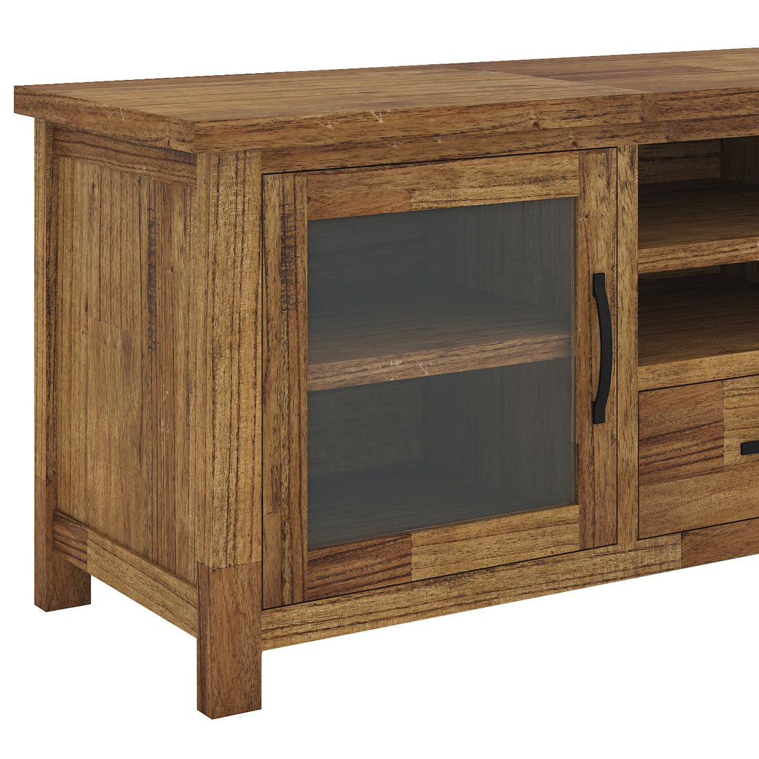 Birdsville Entertainment TV Unit 223cm 2 Door 2 Drawer Mt Ash Wood - Brown