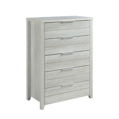 4 Piece Bedroom Queen Suite White Ash - Bed, Bedside Table & Tallboy