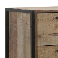 4 Piece Bedroom Queen Suite Light Oak with Metal Legs - Bed, Bedside Table & Tallboy