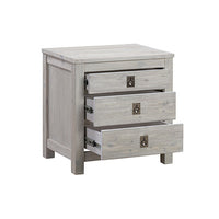 4 Piece Bedroom Queen Suite with Solid Acacia Wood Veneered Ash - Bed, Bedside Table & Tallboy