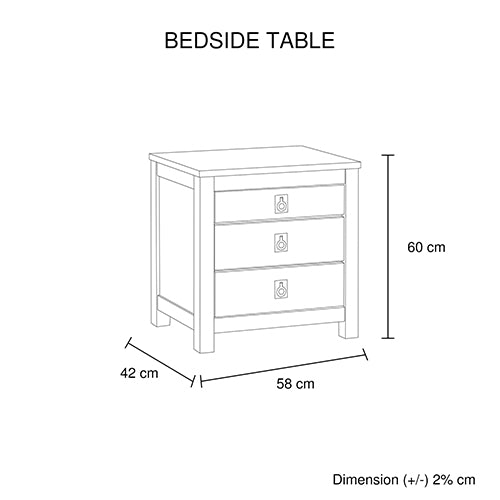 Acacia Ash Wood Bedside Table with 2 drawers