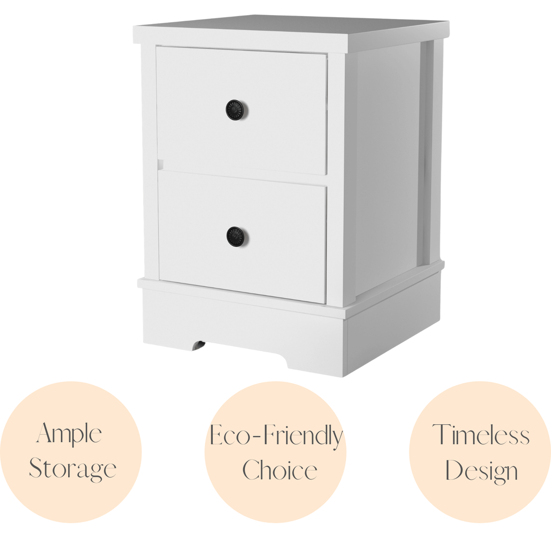White Coastal Style Bedside Table