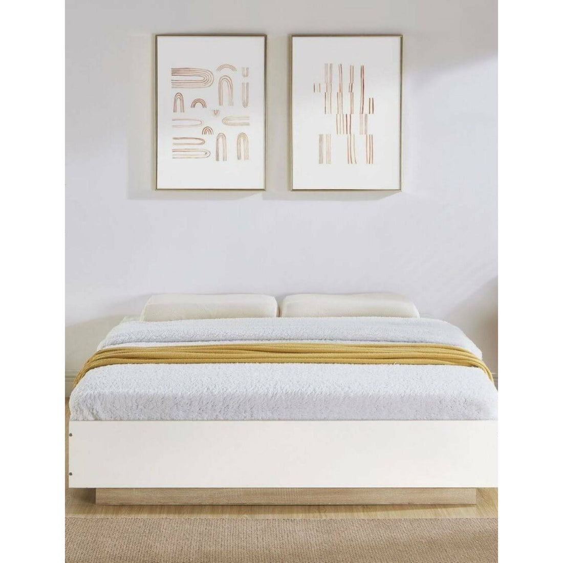 White Oak Industrial Contemporary Bed Base