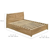 Natural Wooden Bed Frame with Storage Drawers - King